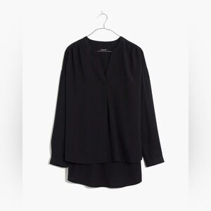 Madewell Sandwashed Popover Top in black size medium